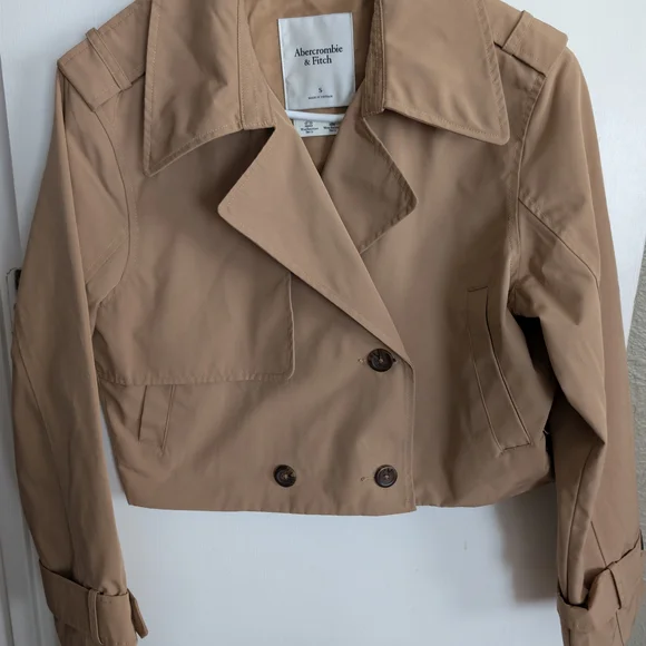 Abercrombie & Fitch Cropped Trench Coat Small NWT - Picture 3 of 7